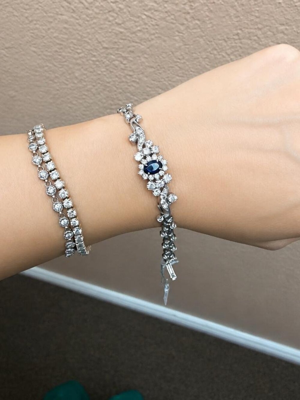 14KW Sapphire and Diamond Vintage Bracelet